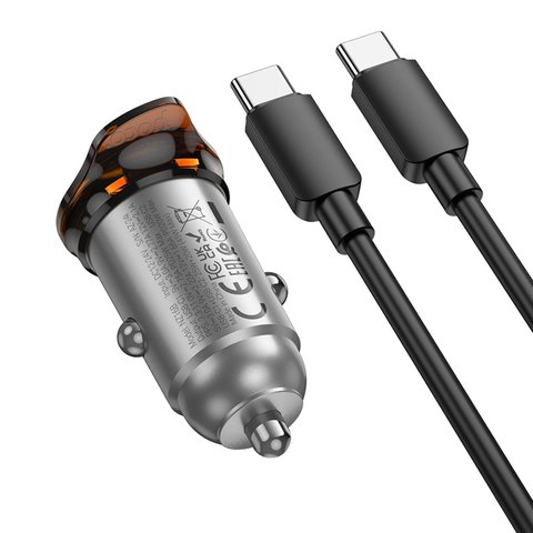 Автомобильное зарядное устройство Hoco NZ16B, черное, Power Delivery (PD), c кабелем USB тип-C к USB тип-C, 45 Вт, 2 порта, 12-24 B, #6942007644792 Превью 2