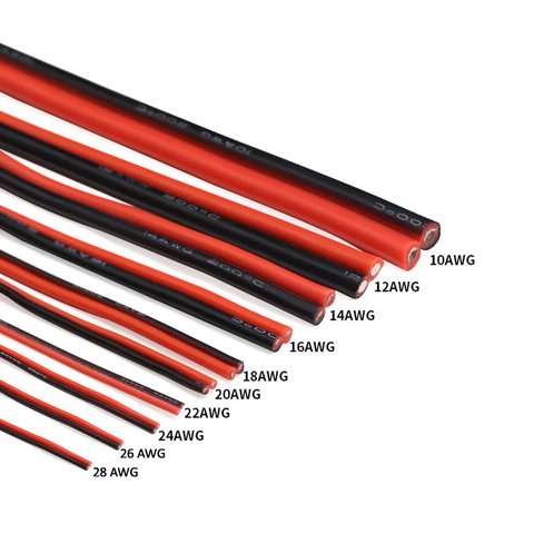 Wire In Silicone Insulation 2x22AWG , (0,34 мм², 1 m, red, black, UL3135) Preview 1