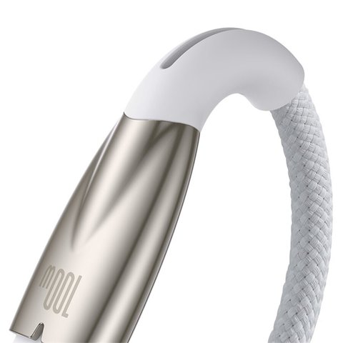 USB Cable Baseus Glimmer, (USB type-A, USB type C, 100 cm, 100 W, white, nylon braided) #CADH000402 Preview 2