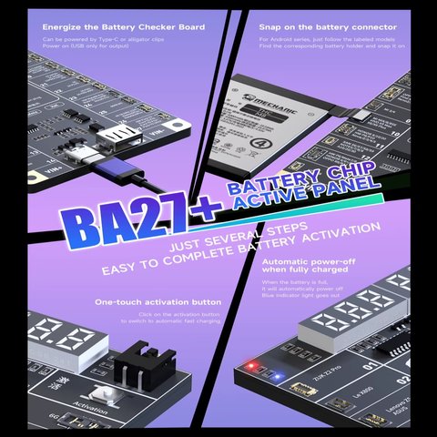 Battery Activation Cable Mechanic BA27+, (battery activation board, iphone 6 - 16 / android) Preview 3