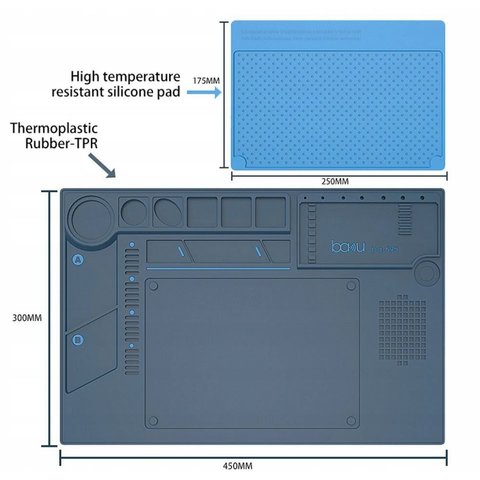 Килимок монтажний BAKU BA-695, антистатичний, 450 мм, 300 мм, з комірками Прев'ю 4