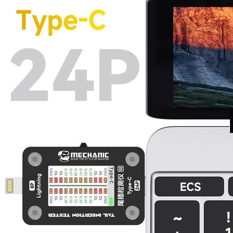 Тест-кабель для перевірки конектора зарядки Mechanic T824SE, USB тип-C, Lightning Прев'ю 2