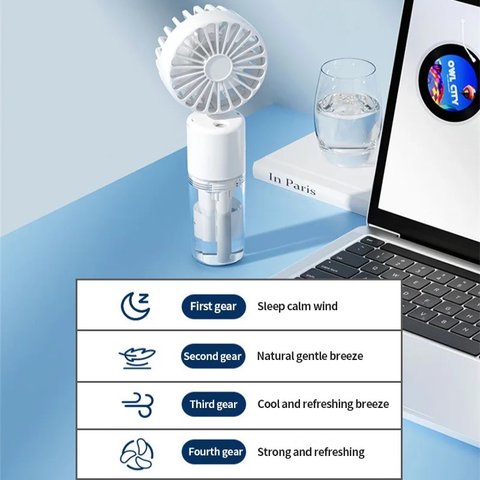 Вентилятор F2, зеленый, с функцией увлажнения, с аккумулятором, ручной, настольный, USB тип-C Превью 2