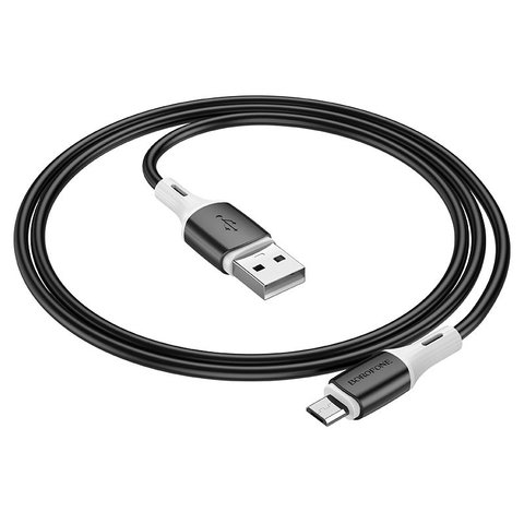USB кабель Borofone BX79, USB тип-A, micro-USB тип-B, 100 см, 2,4 А, чорний, силіконовий, #6974443384765 Прев'ю 1